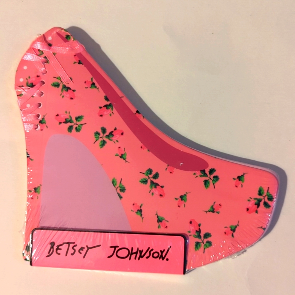 Betsey Johnson Small Floral Shoe Note Pad Pink Rose Stationary 60 Sheats